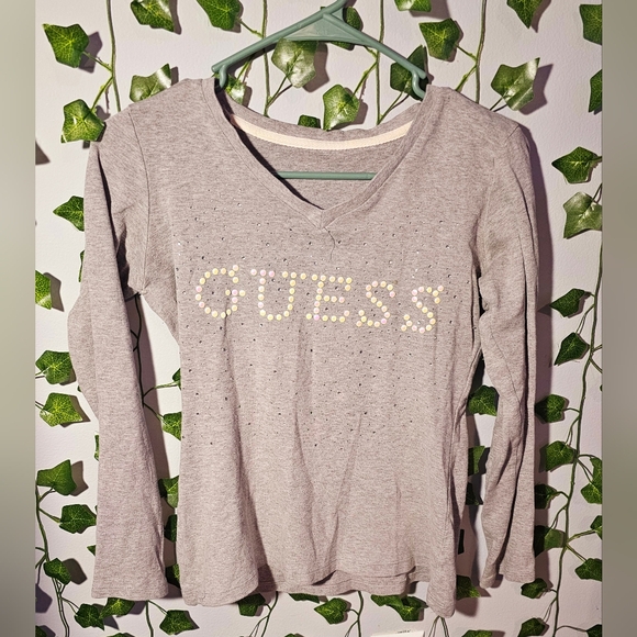 Guess- XS Gray Sequence Long Sleeve - Picture 1 of 3